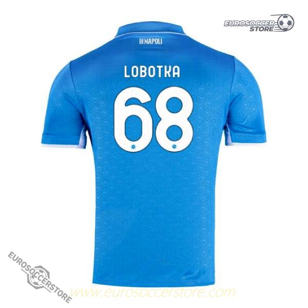 SSC Napoli's 24-25 Season Home Jersey Featuring Lobotka, Sporting Number 68