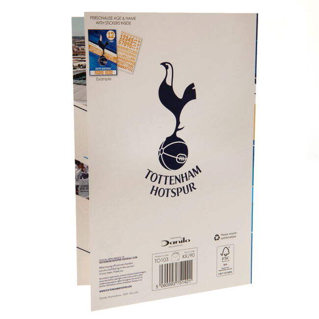 Tottenham Hotspur FC Birthday Card With Stickers - authentic style