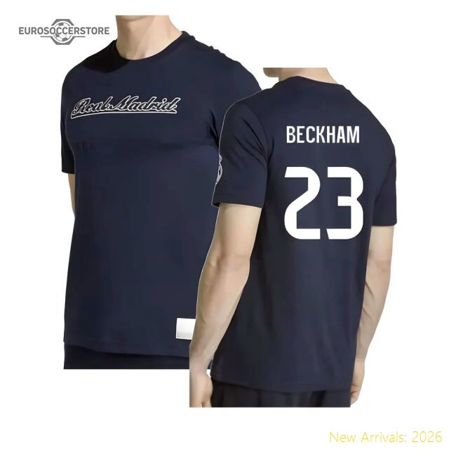 2025-2026 Real Madrid Us Tee (navy) (beckham 23) - Unbeatable Value
