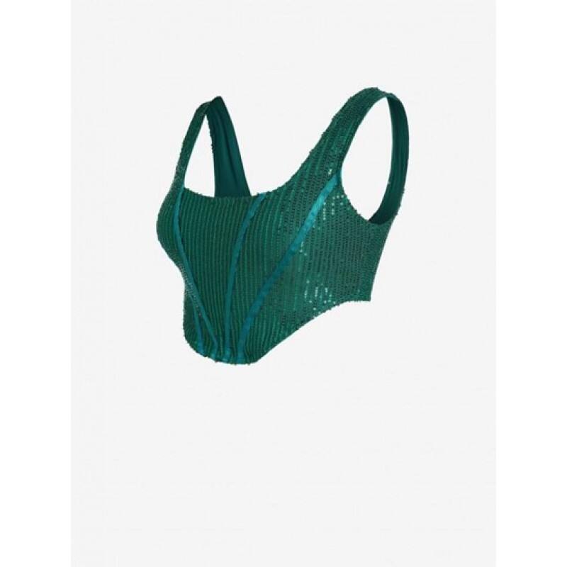 Sequined Piping Corset-style Tank Top JQ2923