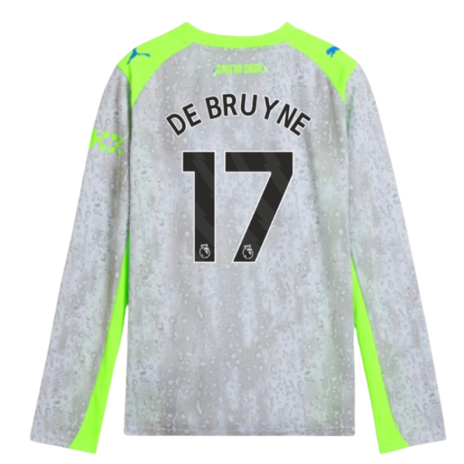 2025-2026 Man City Long Sleeve Third Shirt (Kids) (De Bruyne 17) - ...
