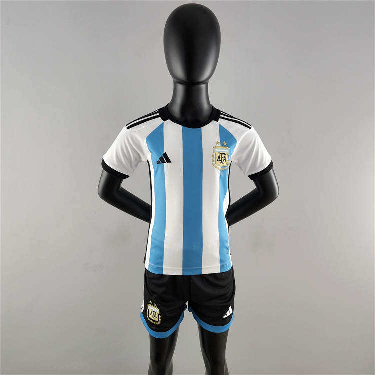 Kids World Cup 2022 Argentina Home Soccer KitShirtShorts - World Cup