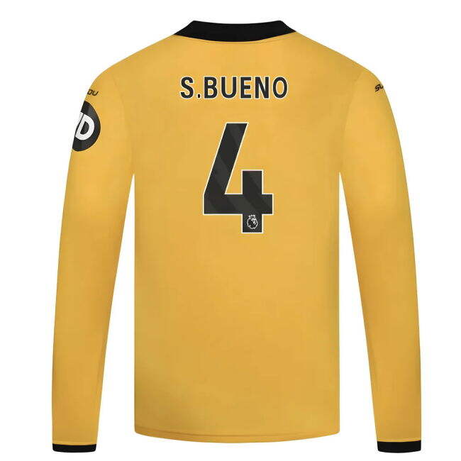 Modern 2025-2026 Wolves Long Sleeve Home Shirt - Kids (S.Bueno 4) f...