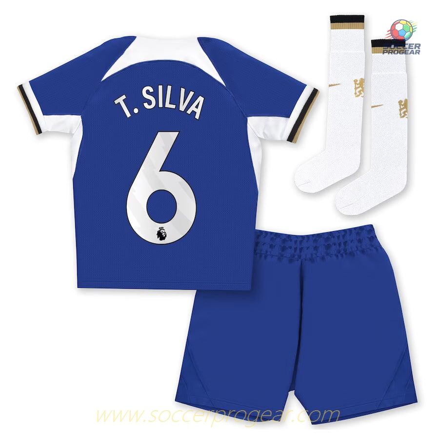 Chelsea Children's Edition Home Football Jersey Football Jersey 2023 2024 T.Silva