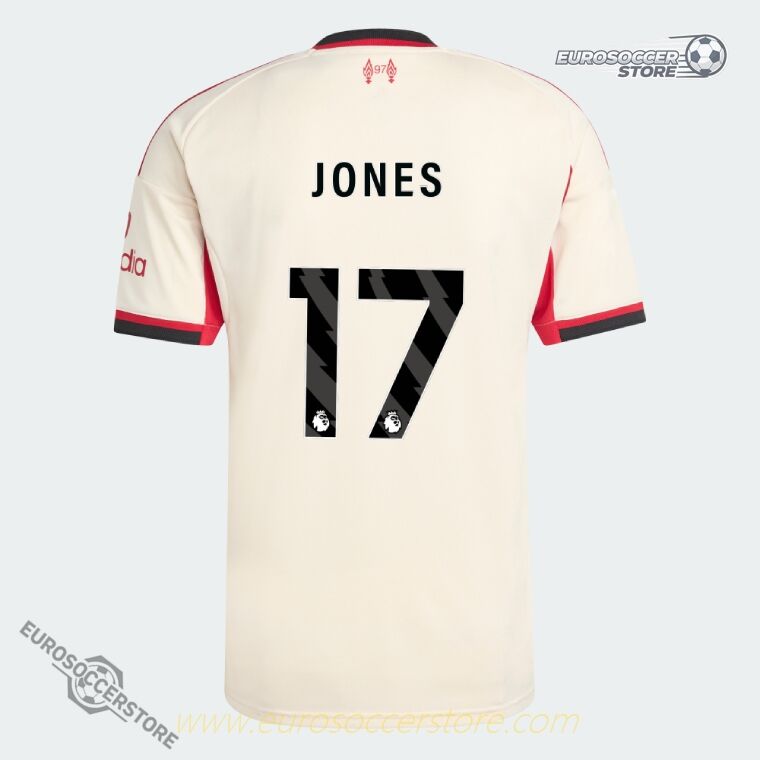 Away Jersey of Liverpool's JONES, Number 17, for the 25-26 Season