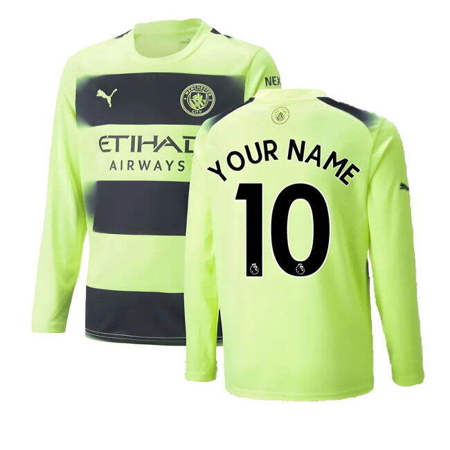 Vintage Man City 2022-2023 Man City Long Sleeve Third Shirt (Your N...