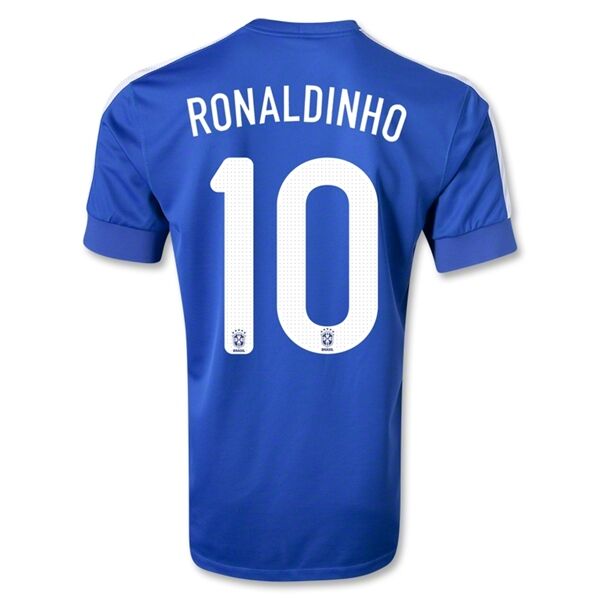 2013 Brazil 10 RONALDINHO Blue Away Jersey Shirt - Official Replica