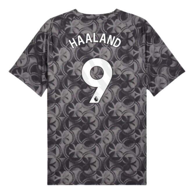 2025-2026 Man City Warm Up Jersey (Black) (Haaland 9)