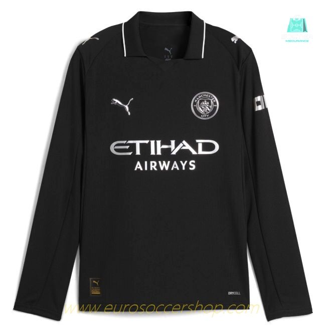 2025-2026 Man City Long Sleeve Away Shirt (Kids) (Echeverri 30)