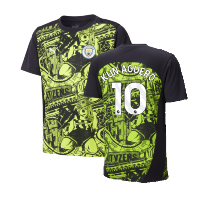 Kun Aguero 10 Updated Man City Home Match Shirt 2024-2025 (Kids)