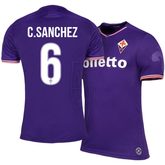Fiorentina Home 201718 6 Carlos Sanchez Soccer Jersey Shirt -