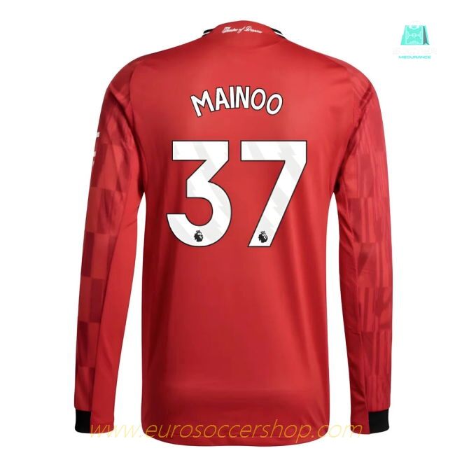 2025-2026 Man Utd Authentic Long Sleeve Home Shirt (Mainoo 37)