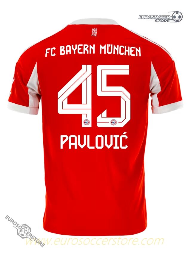 Bayern Munich 25-26 Home Jersey with Pavlović's Name and Number 45