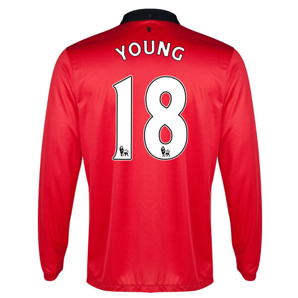 13-14 Manchester United 18 Young Home Long Sleeve Jersey Shirt -