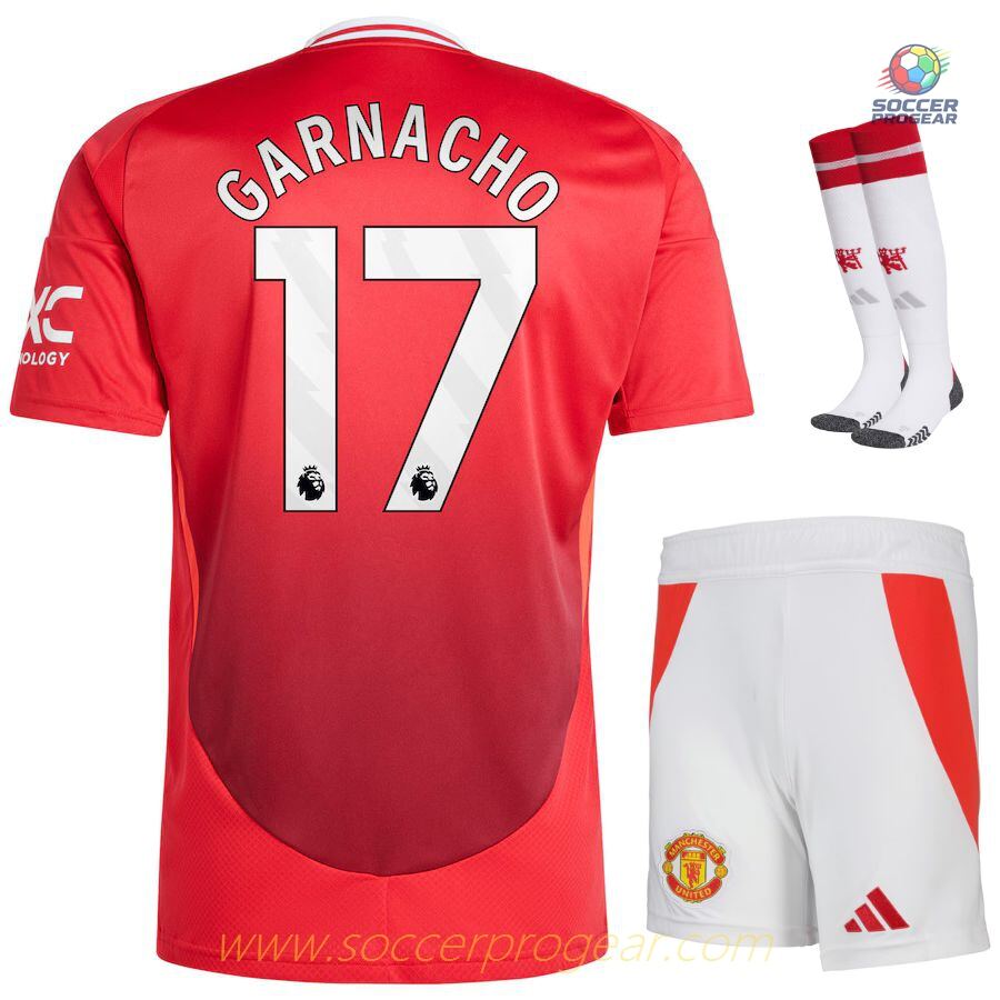 Manchester United Home Youth Kit Team Jersey 2024-25 Edition Garnacho