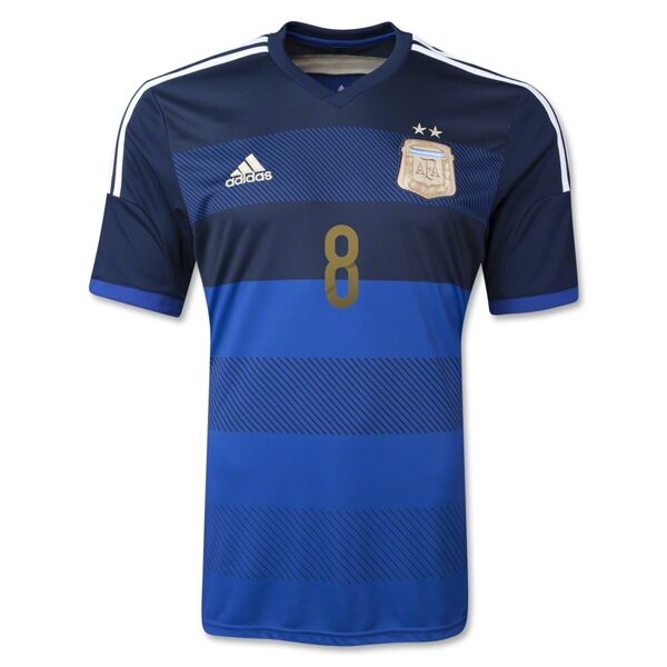 Breathable 2014 Argentina 8 ZANETTI Away Soccer Jersey Shirt