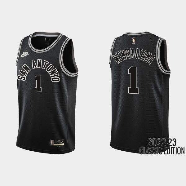 San Antonio Spurs #1 Victor Wembanyama Black Men¡¯s Nike NBA 2022-23 Classic Edition Jersey