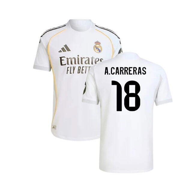 2025-2026 Genuina Camiseta Real Madrid Local - Hombres Con Carreras 18