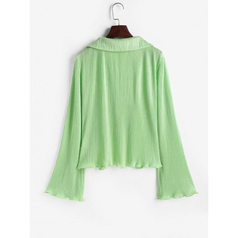 Plisse Bell Sleeve Shirt BD9771