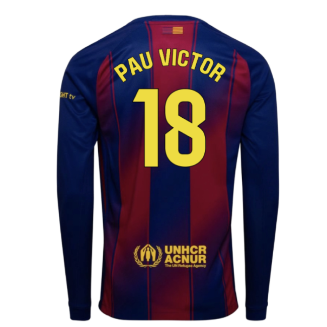 Pau Victor 18 Licensed 2025-2026 Barcelona La Liga Home Uniform