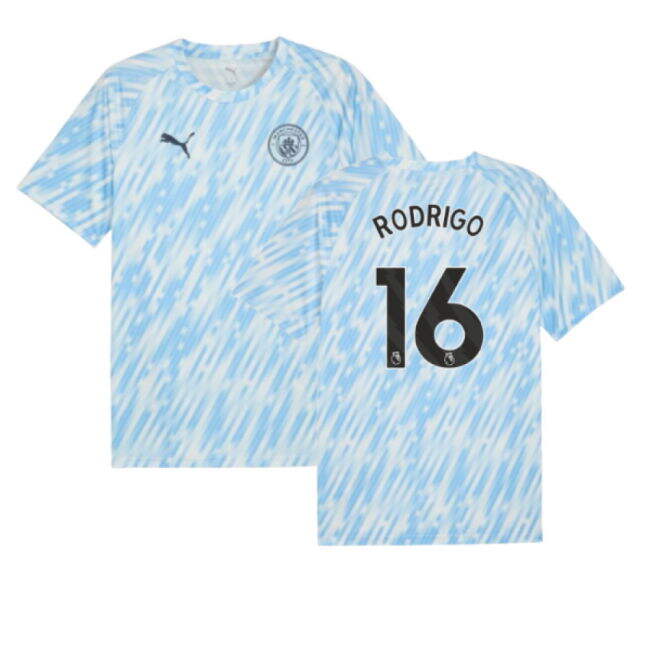 Fervent Football Man City Warm Up Jersey Silver Sky Rodrigo #16 Hi...