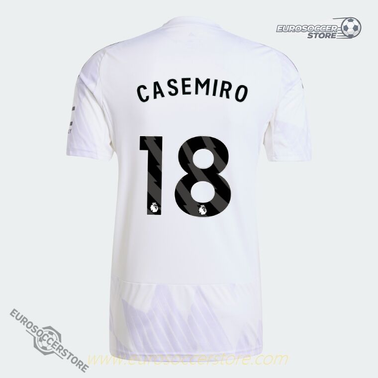 The Away Jersey of Manchester United for the 25-26 season, featuring CASEMIRO with the number 18.