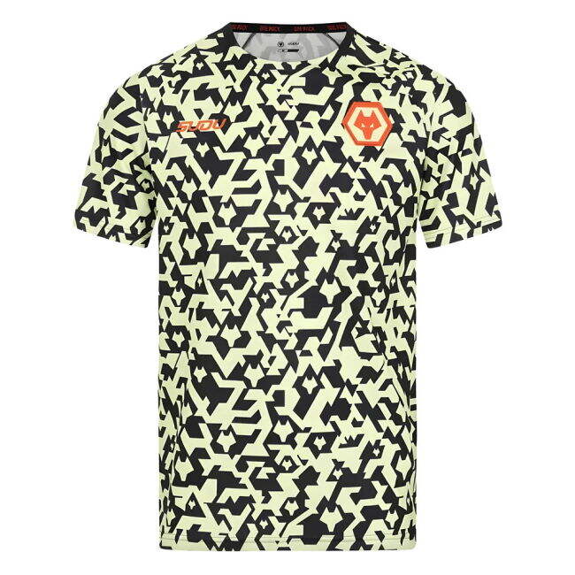 Men's 2024-2025 Wolves Pre Match T-Shirt - Black/Lime