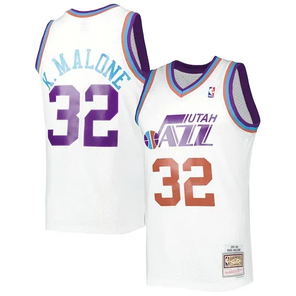 Karl Malone UTA Swingman Jersey - top-tier authentic-jersey - White