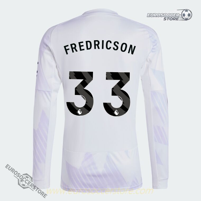 Manchester United Away Long Sleeve Shirt with FREDRICSON 33 for the 25-26 Season