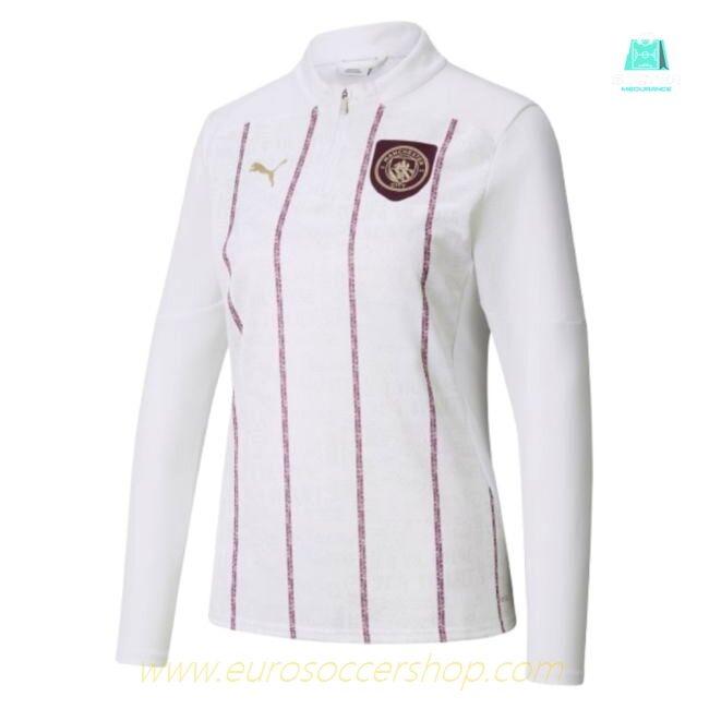 2024-2025 Man City Prematch Half Zip Top (White)
