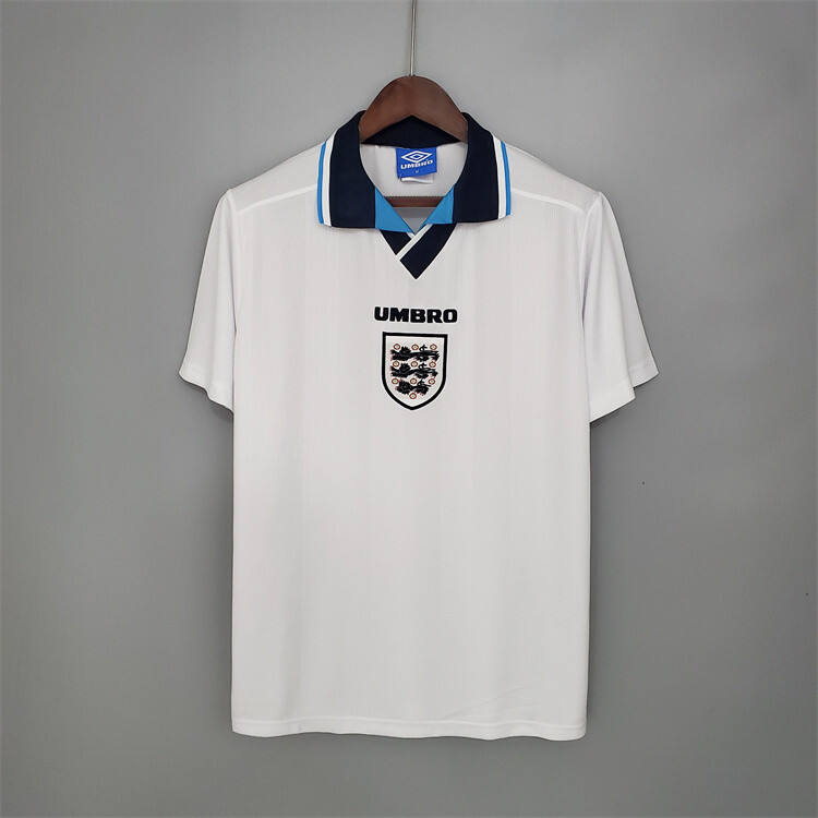 1996 England Home White Retro Soccer Jersey Football Shirt - Official