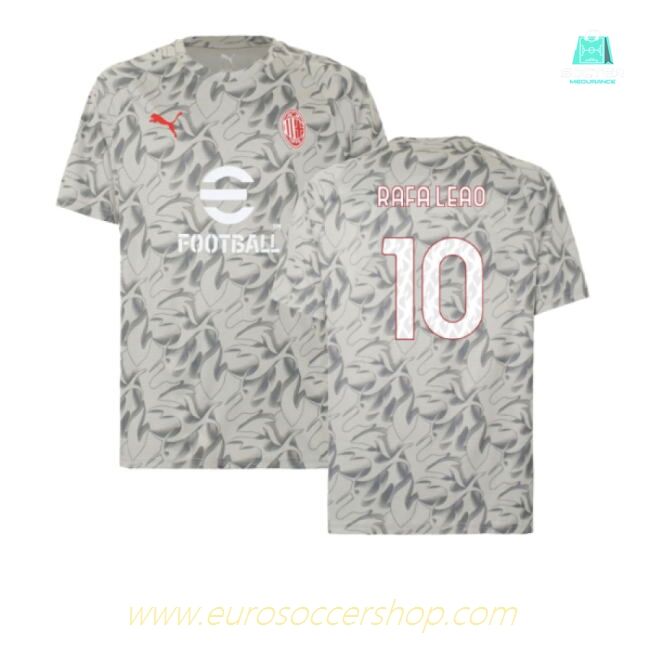 2025-2026 AC Milan Warm Up Jersey (Smokey Gray) (Rafa Leao 10)
