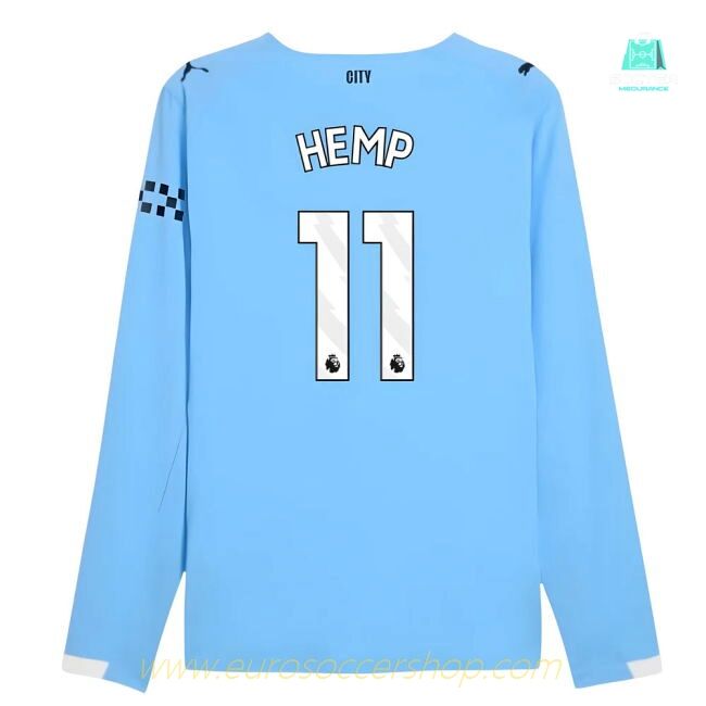 2025-2026 Man City Authentic Long Sleeve Home Shirt (Hemp 11)