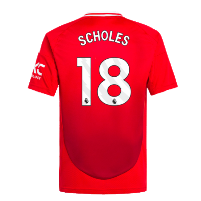 Football Man Utd Home Shirt Kids Scholes #18 High Performance Ferv...