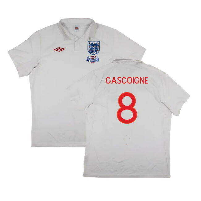 Low Cost England 2009-10 World Cup Home shirt (XL) (Very Good) (Gascoigne 8) Slim Fitting