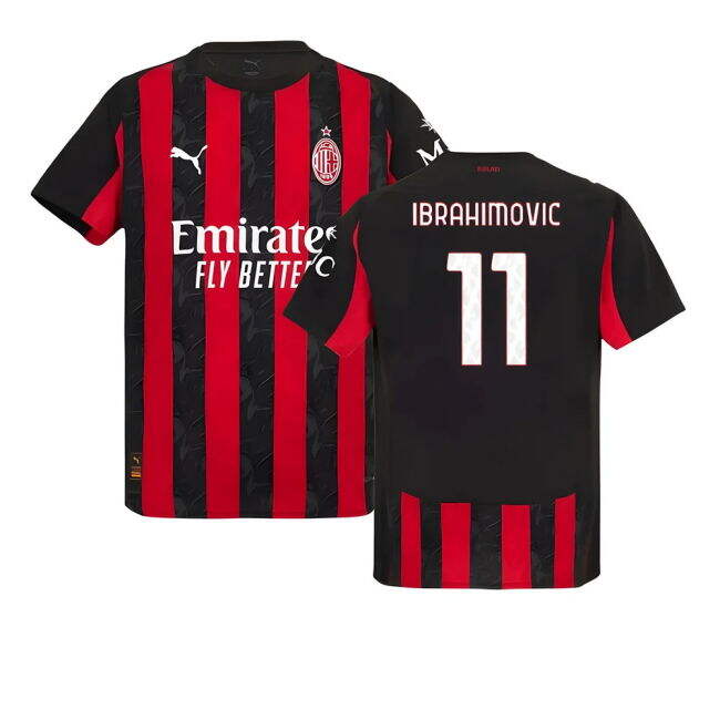 2025-2026 AC Milan Home Shirt (Ibrahimovic 11) Stretch Fabric