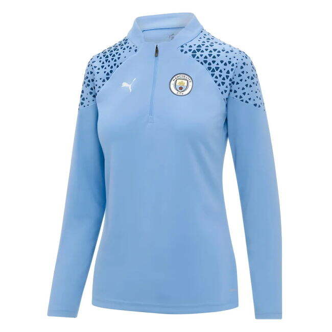 Men's 2023-2024 Man City Training Half Zip Top (Light Blue) - Ladies