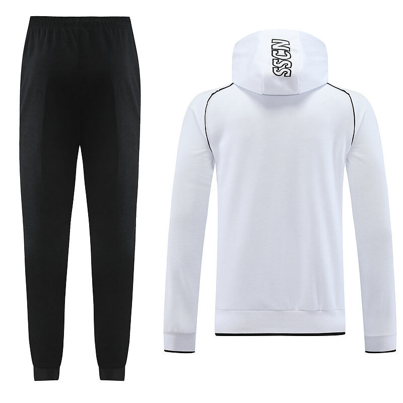 Official Professional Durable 2324 Napoli White Jacket Hoodie