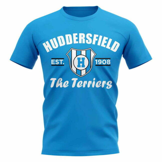 Fashionable Huddersfield Established Football T-Shirt (Sky Blue) fo...