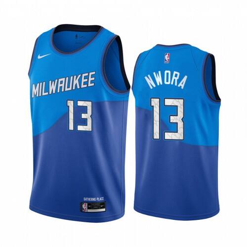 Bucks #13 Jordan Nwora Durable 2020 City NBA Jersey - Blue Swingman