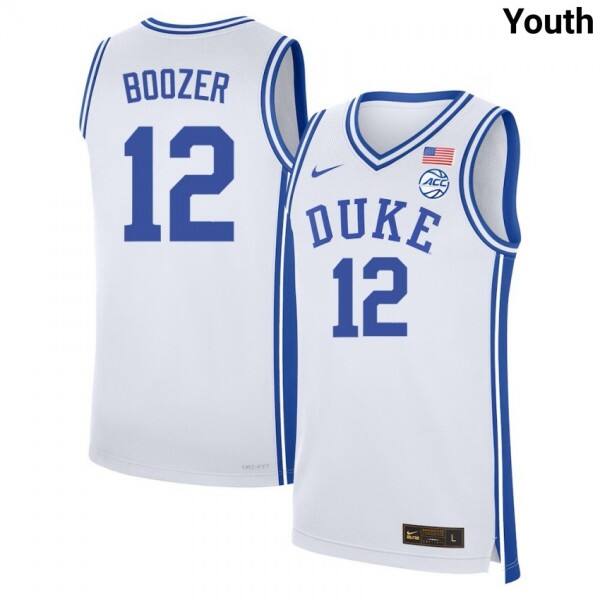 Youth Duke Blue Devils #12 Cameron Boozer White Nike Stitch Jersey