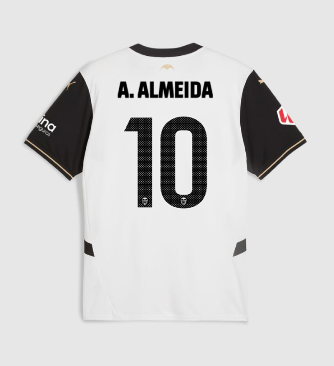 Valencia CF 24-25 Season Home Jersey Featuring A. ALMEIDA #10