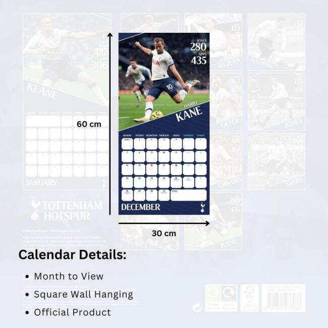 football shirt Tottenham Hotspur FC Legends Square Calendar 2026