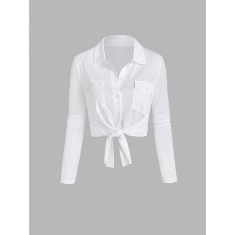 Semi Sheer Pocket Tied Shirt DS3395