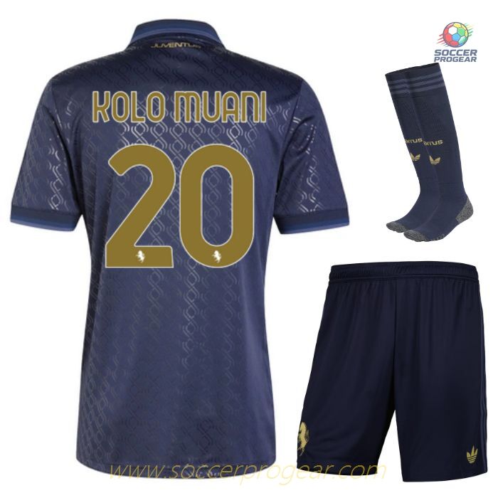 Juventus Third Kids Edition Soccer Uniform Team Jersey 2024-25 Edition Kolo Muani