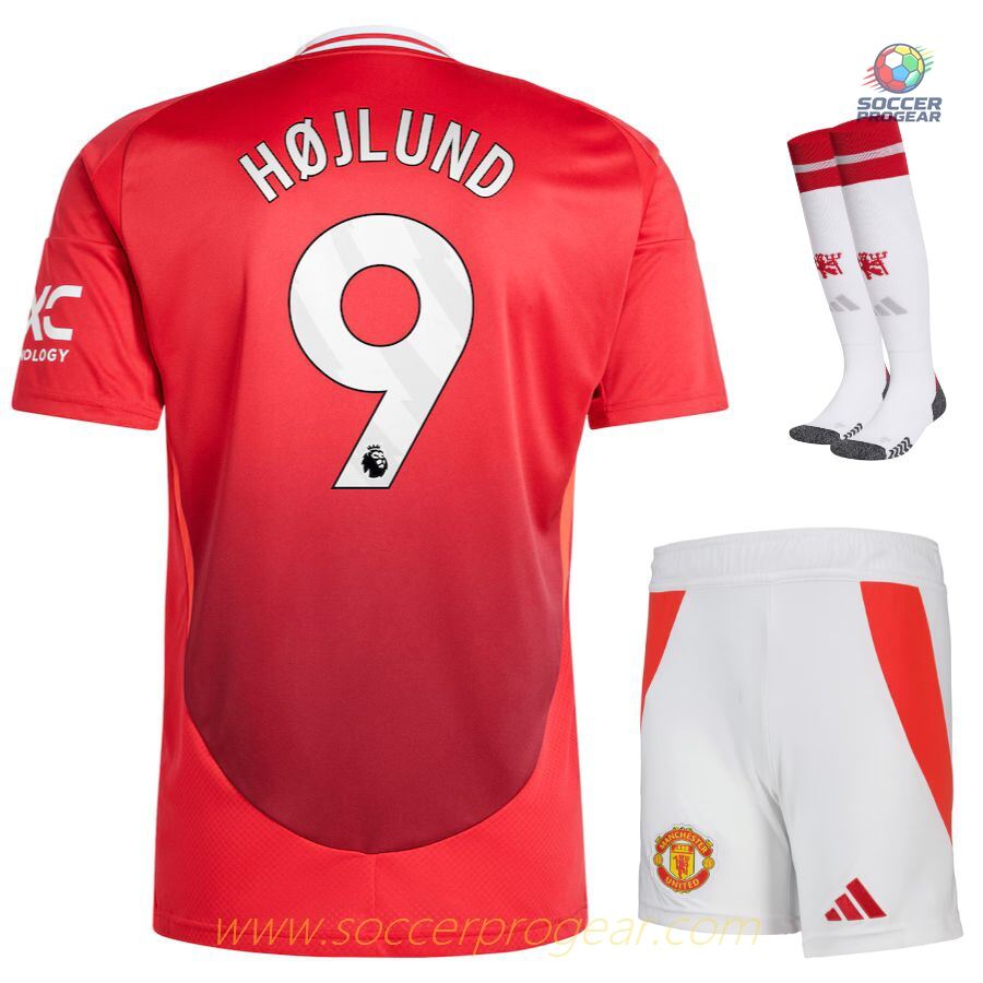 Manchester United Home Kids Edition Kit Team Jersey 2024/25 Collection Højlund