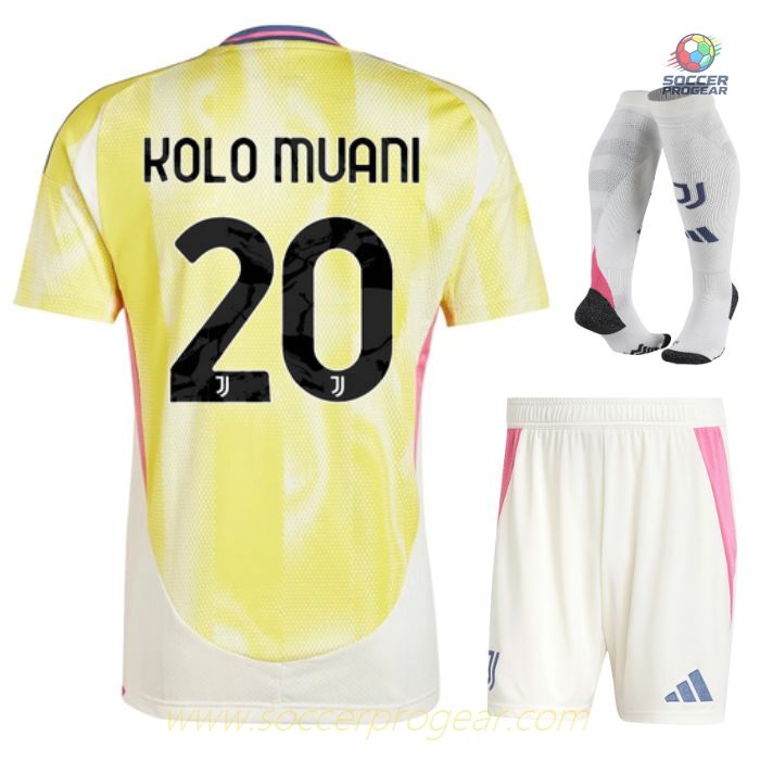 Juventus Away Children Football Kit Team Jersey 2024/25 Collection Kolo Muani