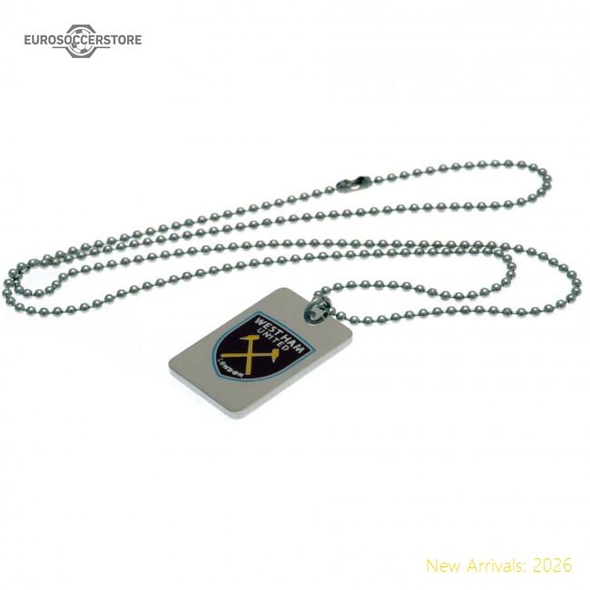Official West Ham United Fc Enamel Crest Dog Tag & Chain - Premium