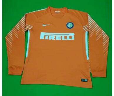 Inter Milan Goalkeeper 201718 Orange LS Soccer Jersey Shirt -