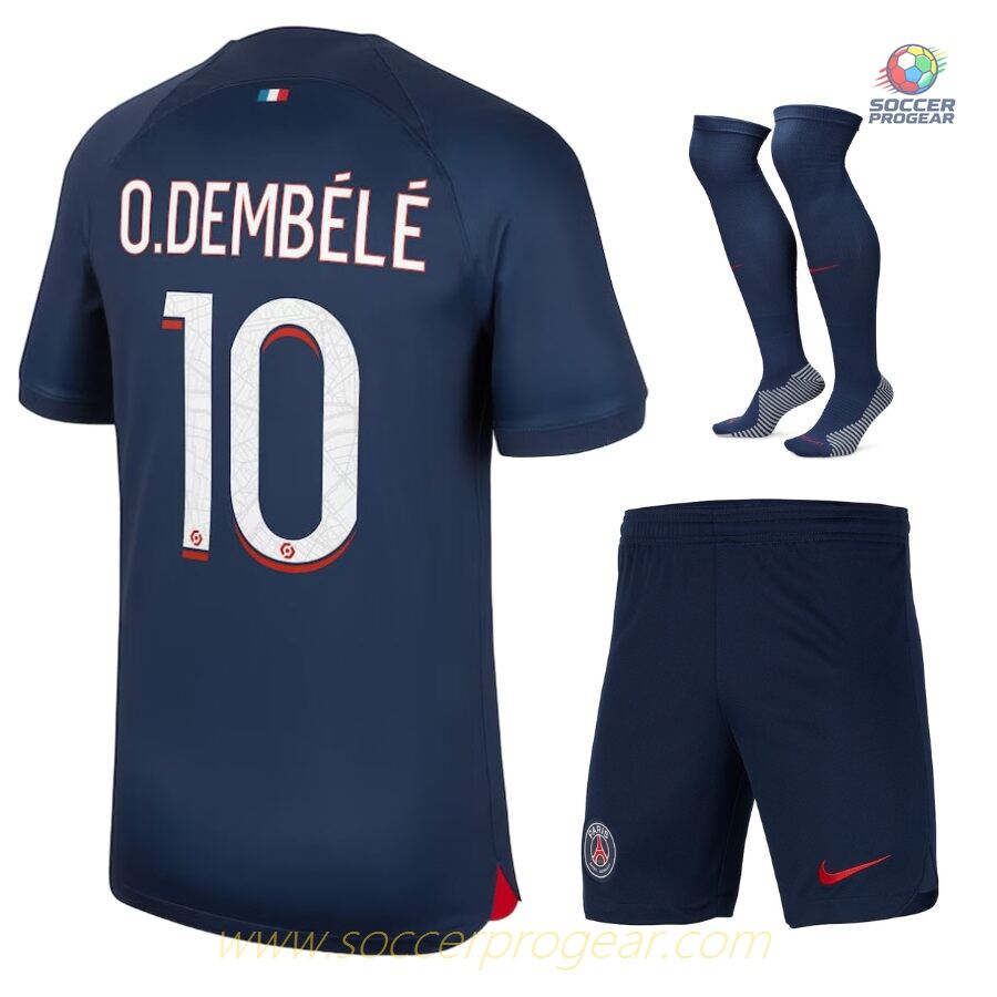 PSG Home Dembele Kids Edition Soccer Uniform Team Shirt 2023 2024